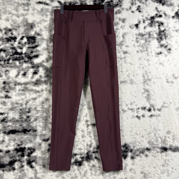 Free Ride Equestrian Leggings Womens Size Medium Wine Stretch Riding Pockets - Picture 1 of 12